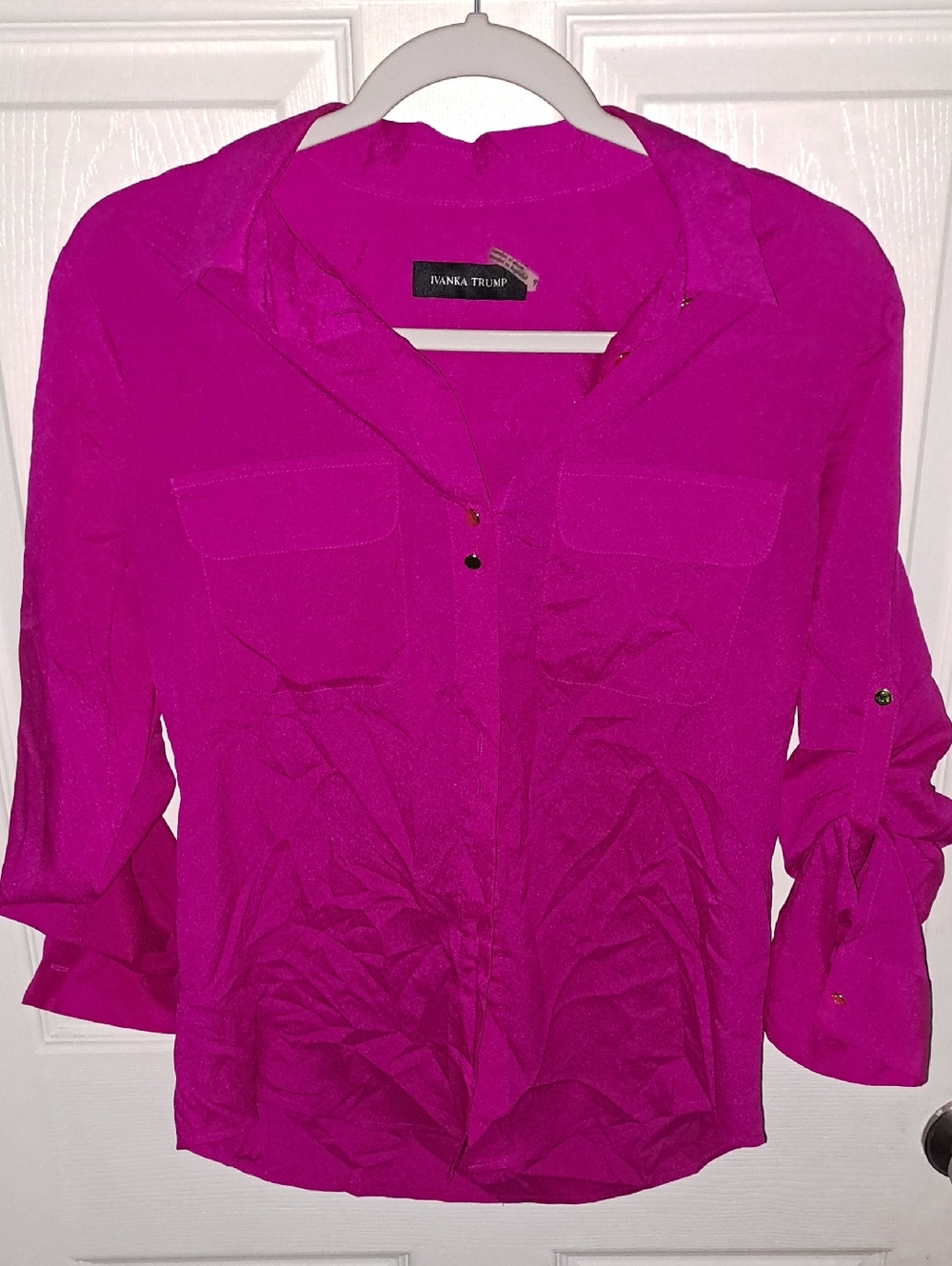 Ivanka Trump Women's Fuchsia Button-Front Blouse
